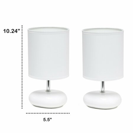 Creekwood Home 10.24-in. Traditional Mini Round Rock Table Lamp, White, 2PK CWT-2017-WH-2PK